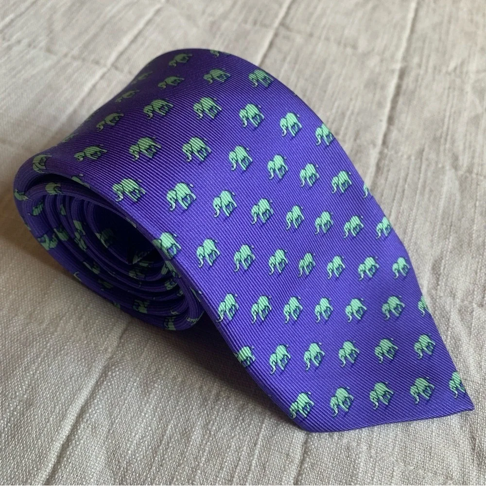 Sette Purple Silk Elephant Tie Made in Italy‎